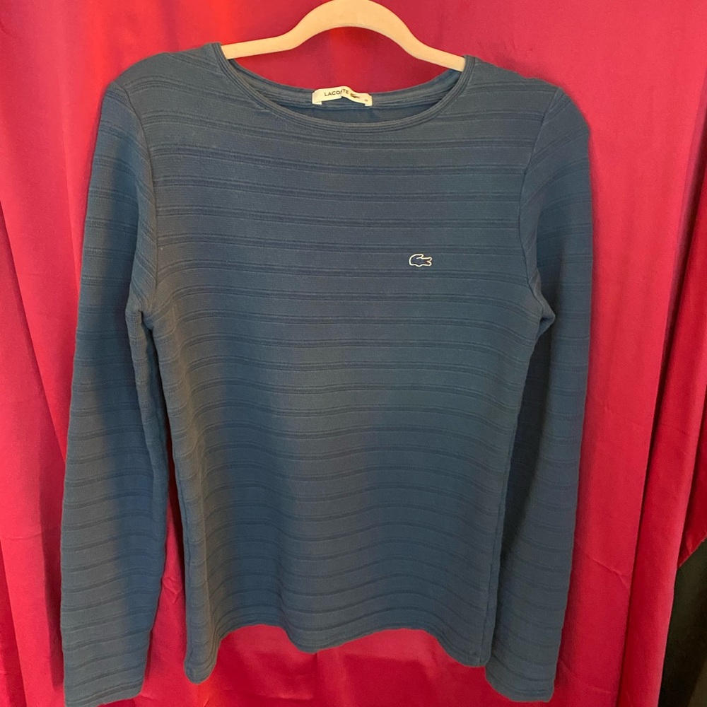 Lacoste Blue Long Sleeve Ribbed Sweatshirt